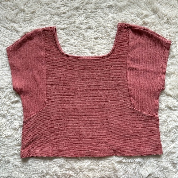 Madewell Top Ottoman Jacquard Square-Neck Textured Rose Dust M - Picture 3 of 10